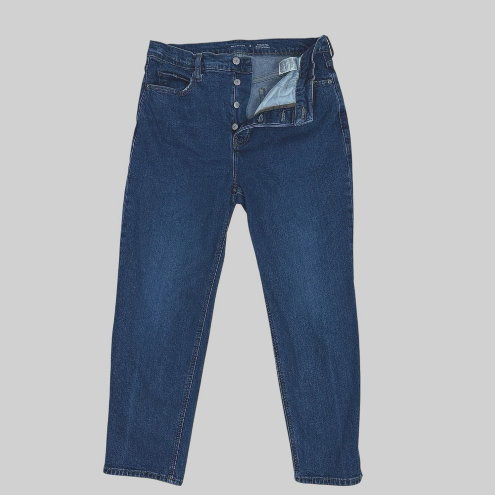 Womens OLD NAVY Sz 12 Sky-Hi Straight Extra High Rise Jeans Button Fly 27” Ins
